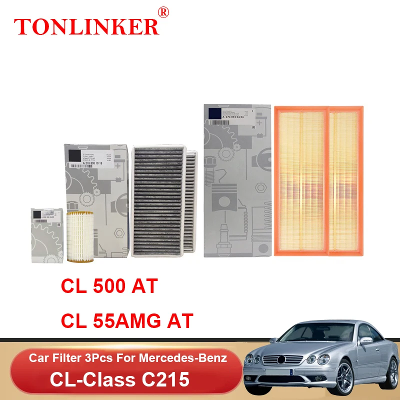 

TONLINKER Cabin Air Filter Oil Filter For Mercedes Benz CL-Class CL215 2000-2006 CL500 CL600 CL55AMG CL65AMG AT Car Accessories