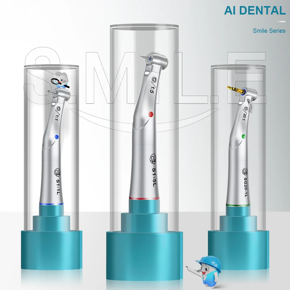 

S1-5L Best 1:5 contra angle set 3 pcs high speed dentals handpiece upgraded gears bearing smile series