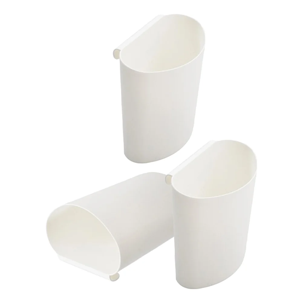 3 Pcs Wall Mounted Trash Can Hanging Basket Bucket Cart Shopping Cup Holder Rolling Buckets