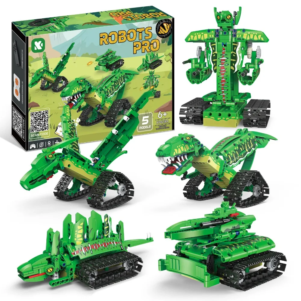 5 en 1 ville technique télécommande déformé Robot dinosaure blocs de construction Jurassic Rex APP RC briques jouets pour enfants cadeaux