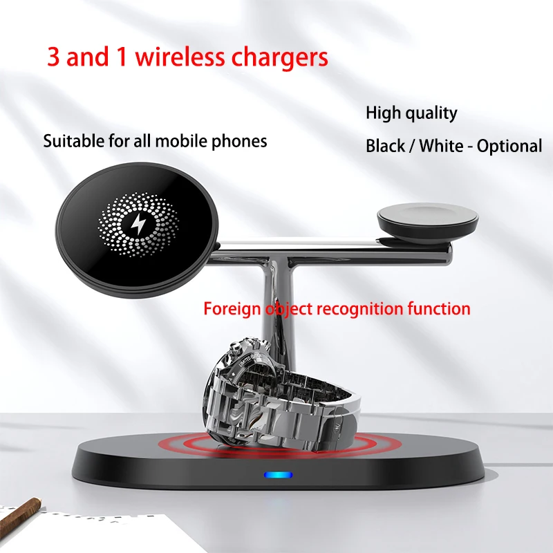 2025 وصول جديد 25 واط 3 في 1 محطة شحن لاسلكية سريعة آيفون 12/13/14/15/16/17 برو ماكس لساعة أبل وسماعات الأذن