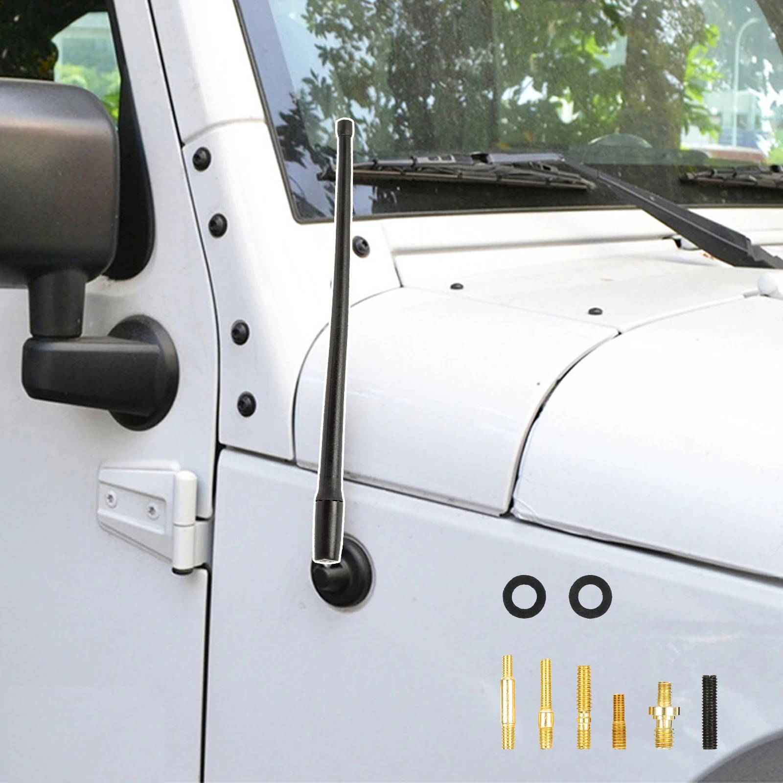 13in Antenna Aerial For Jeep Wrangler JK JKU JL JLU Rubicon Sahara Gladiator Reception Mast Adapter Car Accessories 2007 - 2021