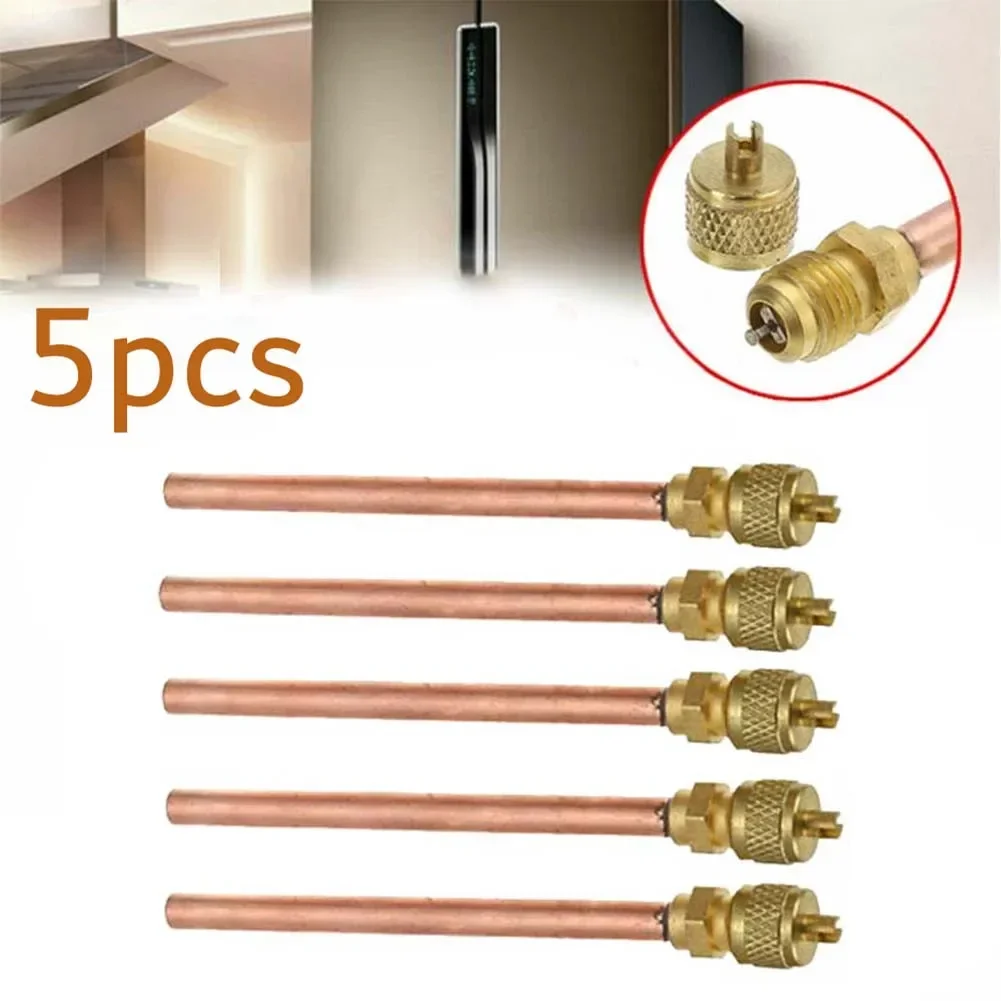 5Pcs Air Conditioner Refrigeration Access Valves 6mm OD Copper Tube Filling Parts Replacements Refrigerator Parts