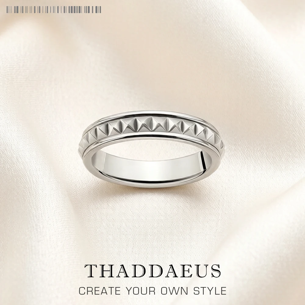 Studs Wedding Bands Ring,Europe Style Fine Jewerly For Women & Men Punk Gift In 925 Sterling Silver