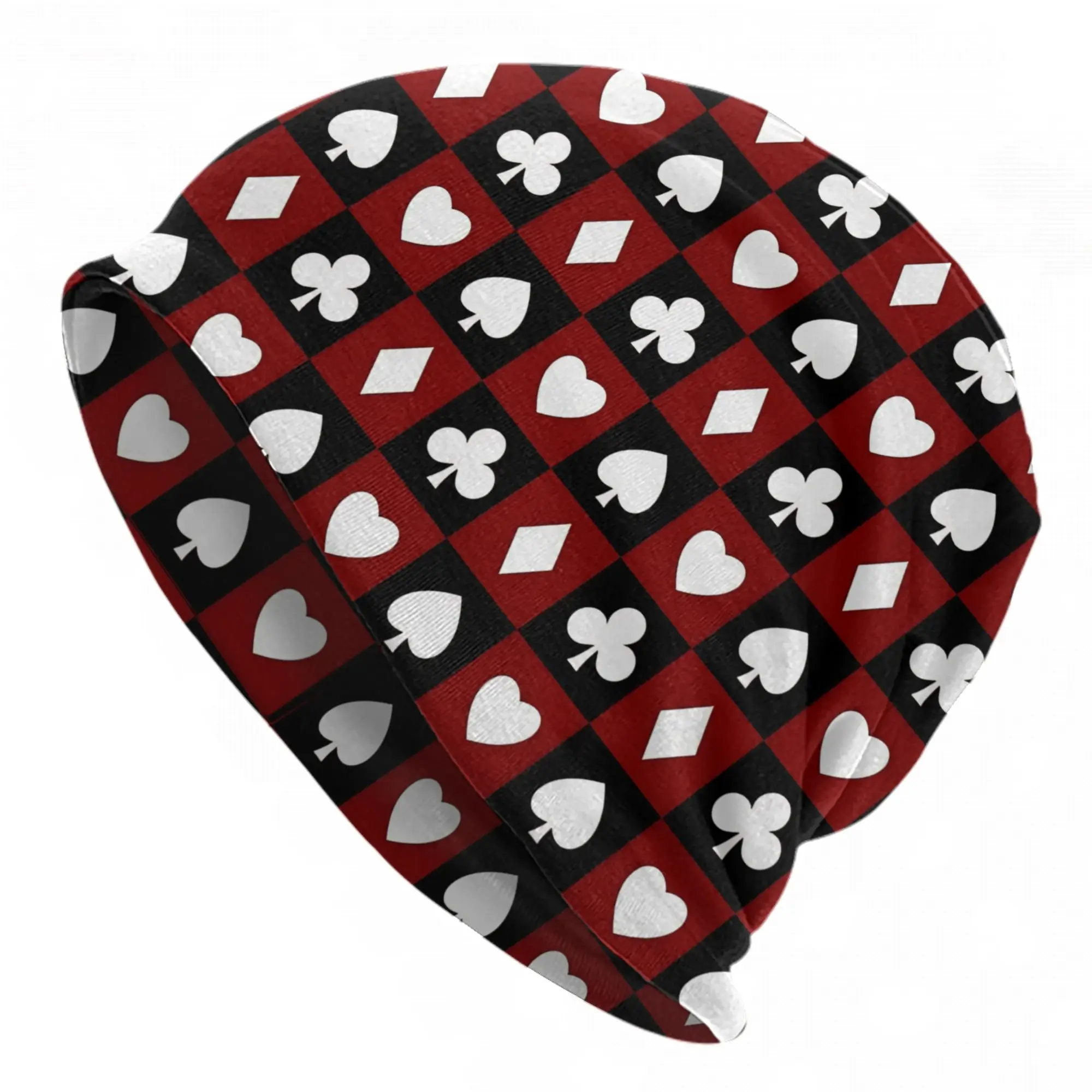 Card Suits  Hearts Diamonds Clubs Spades Poker Bonnet Hats Street Skullies Beanies Hats  for Men Women Spring Dual-use Caps