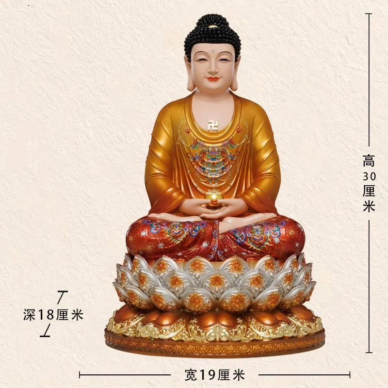 Tibetan Buddhism Resin Carving Sakyamuni Buddha Statue Home Buddhist Hall Desktop Decor Offering Ornaments