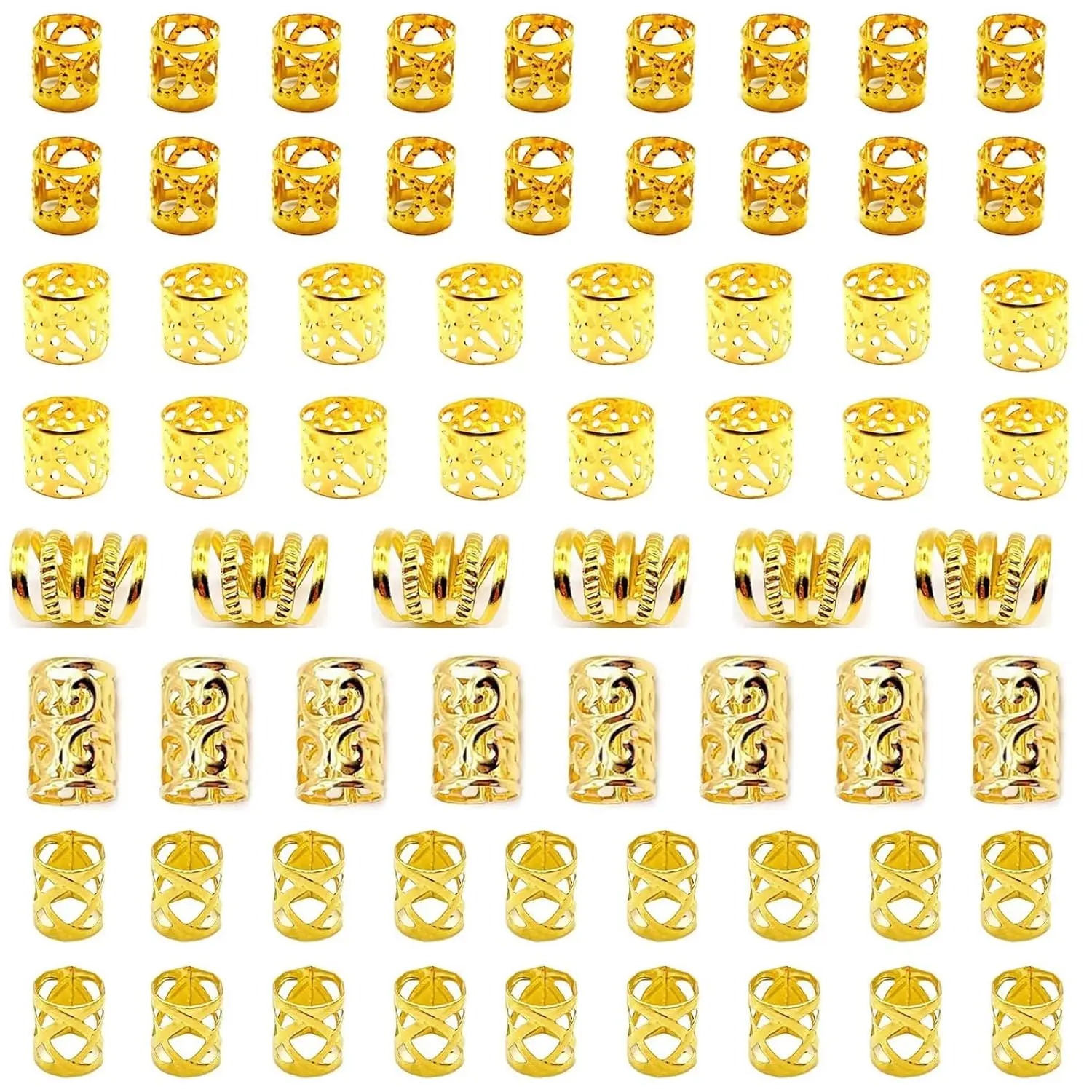 

100 Pcs Hair Dreadlock Accessory, Metal Gold Braids Rings Cuffs Clips for Dreadlock Accessory Jewelry Decorations