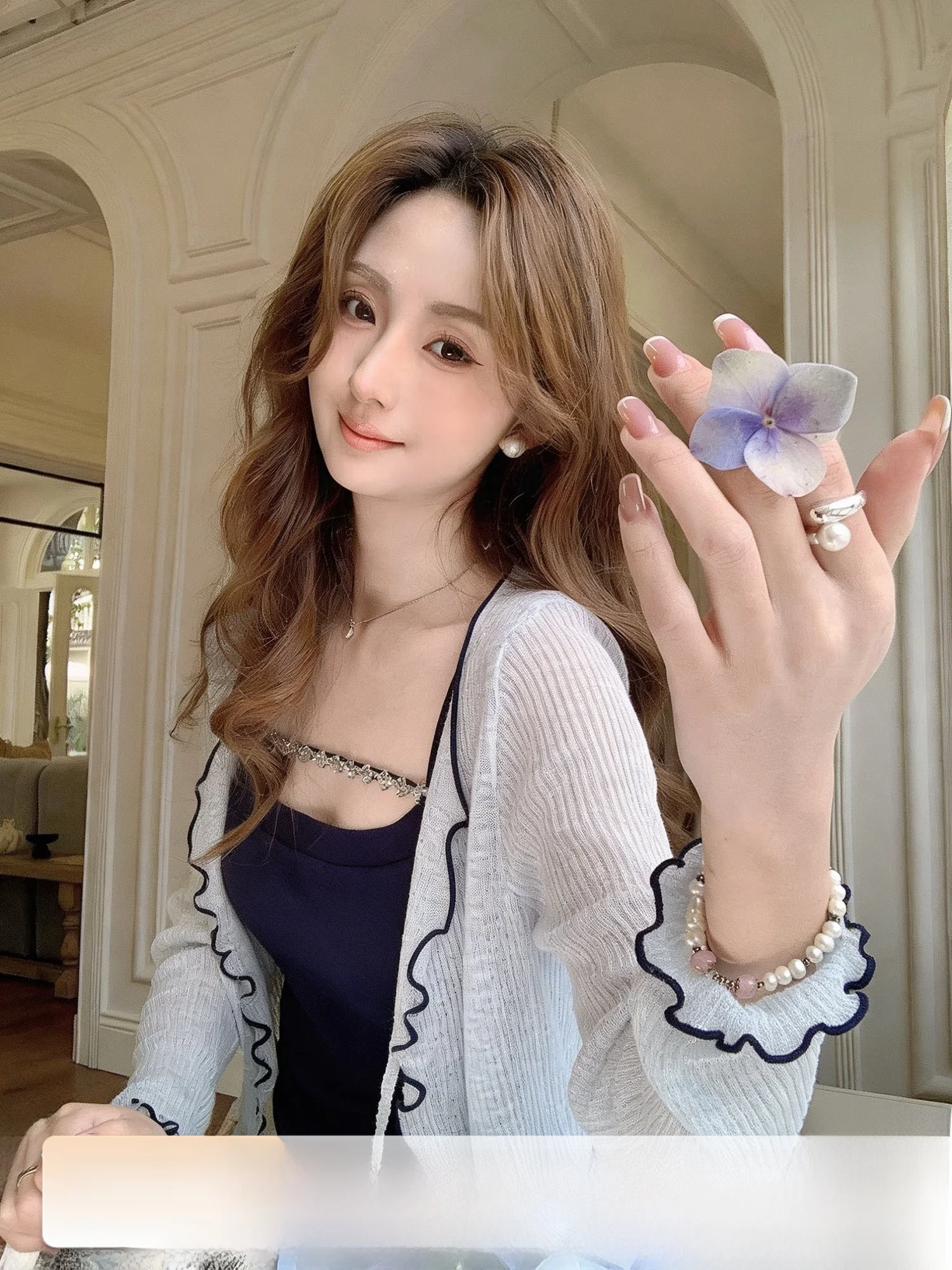 

Легкий женский топ Xinzi Zhang с длинным рукавом, летний, в стиле колор-блок, с текстурой под дерево, для ранней весны, новый, элегантный стиль