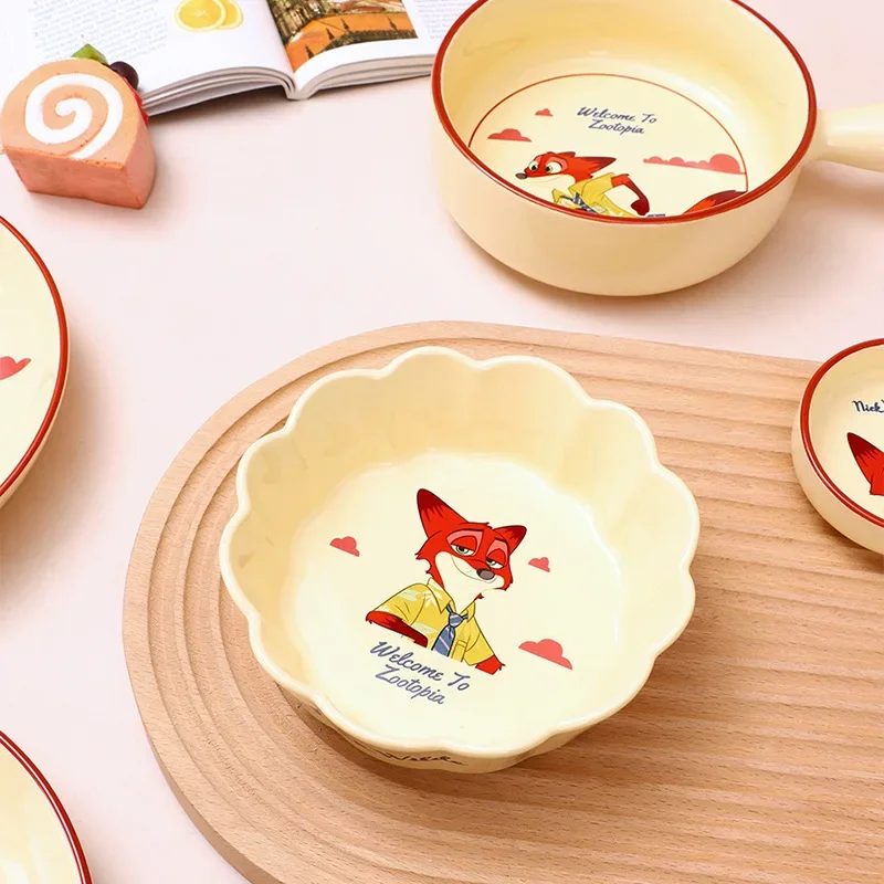 Disney's Zootopia New Children's Fun Ceramic Lace Bowl Home High-Looking Breakfast Salad Bowl Dessert Bowl