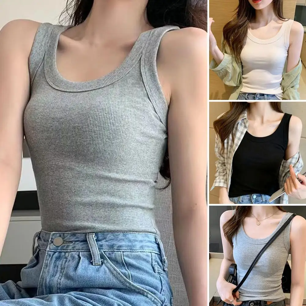 Women's Vest One-Piece No Steel Ring Cotton Chest Pad Wide Shoulder Sports Yoga Vest Underwear Black White Bra Tank Top Women