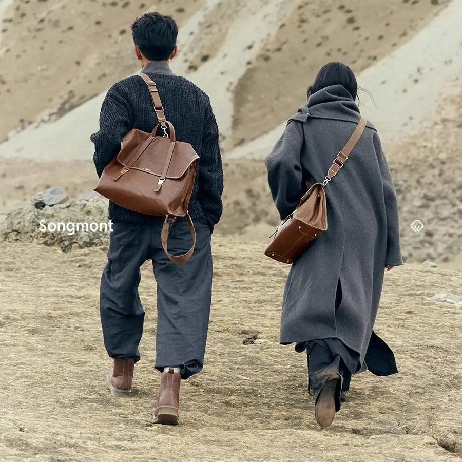 

Songmont Vintage Backpack - Veg-Tanned Leather Laptop Bag for Women, Large Capacity Work Commuter Pack