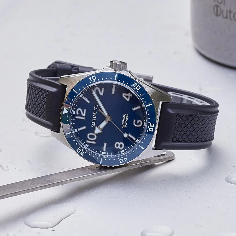 SCMTLUMETTE  A061 Classic 1969 Homage Watch Auto Diver Men Watch 200M Ceramic Bezel Glow In Dark Outdoor Adventure Sports Rubber
