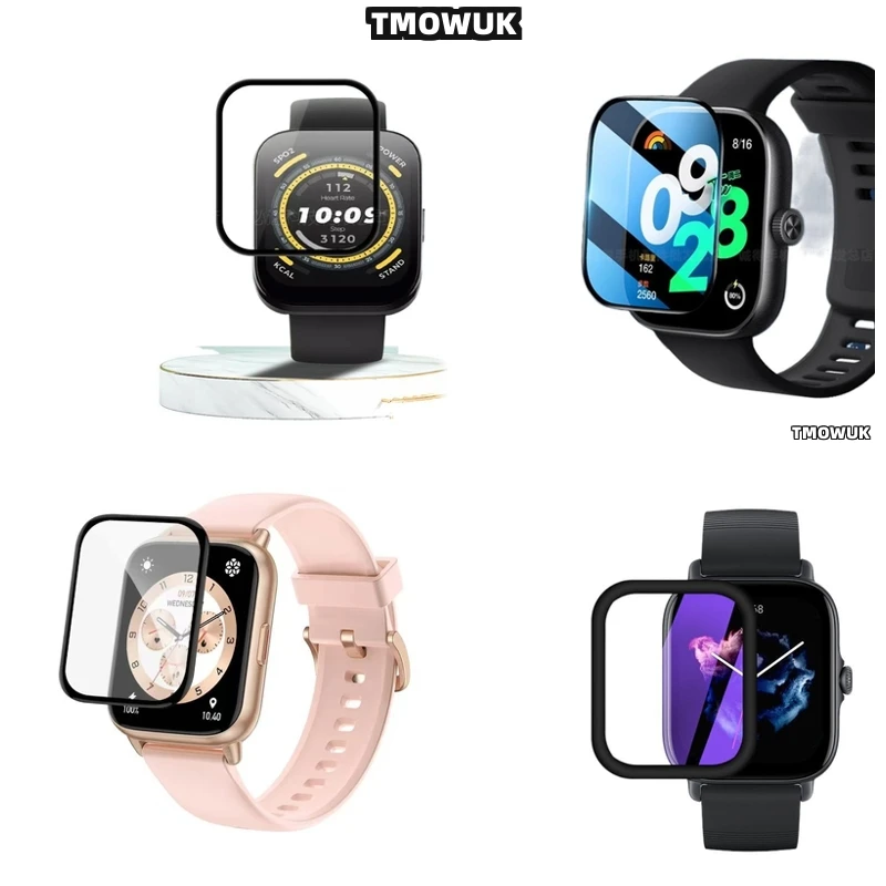 

For Amazfit BIP 3 5 6 U Pro Active Unity GTS 2E 2 3 4 MINI, Soft Flexible Full Cover Screen Protective Film With 3D Curved Desig