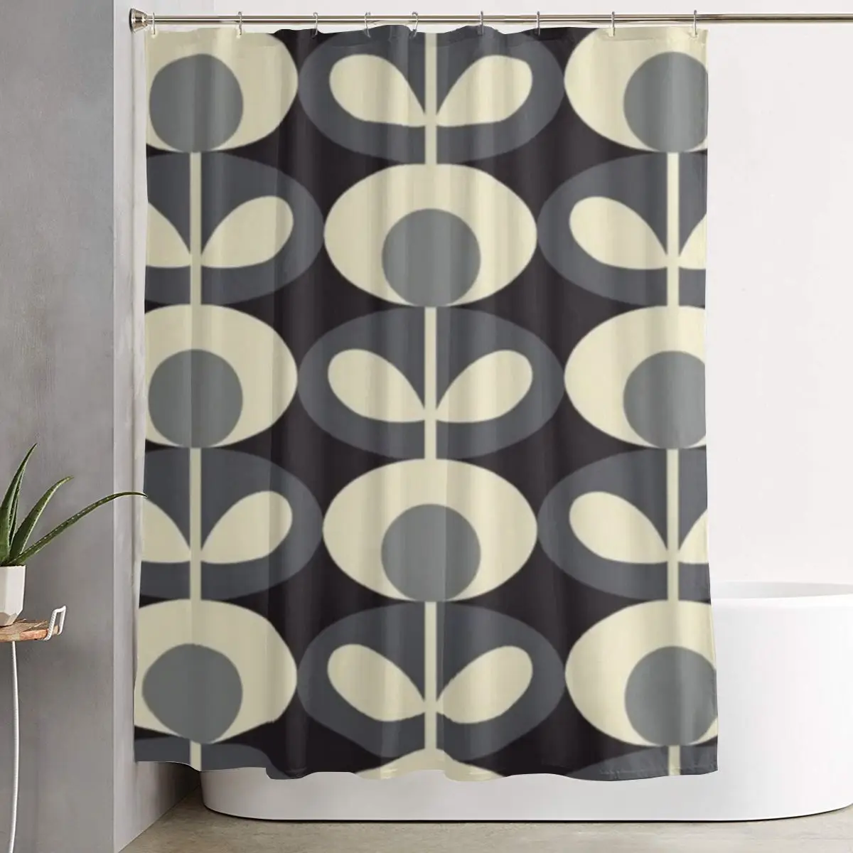 

Занавеска для душа Orla Kiely с цветочным принтом, полиэстеровая, водонепроницаемая, с крючками