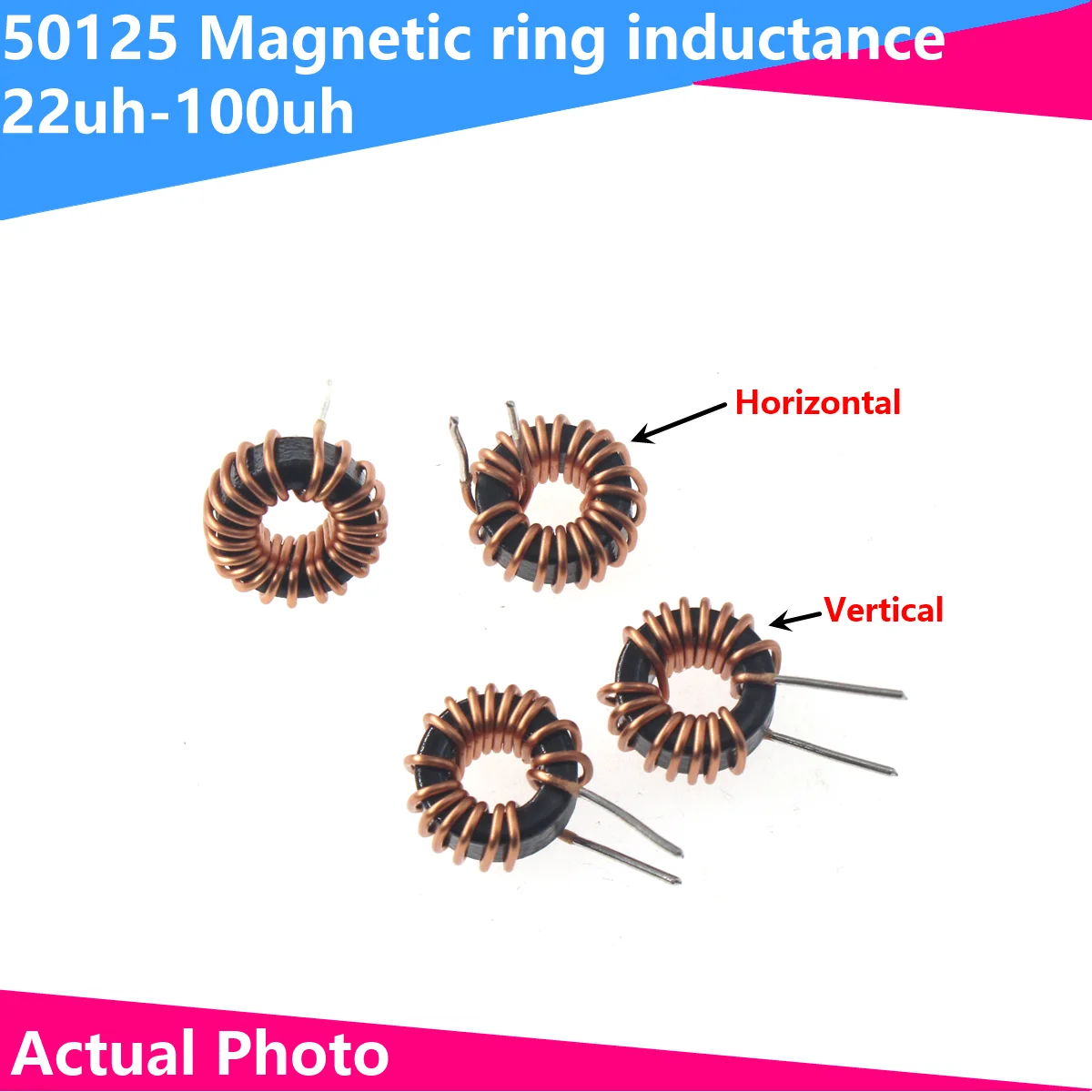 5pcs 50125 Iron Silicon Aluminum Magnetic Ring Inductor 22UH 33UH 47UH 68UH 100UH 150UH High Current Inductance Coil