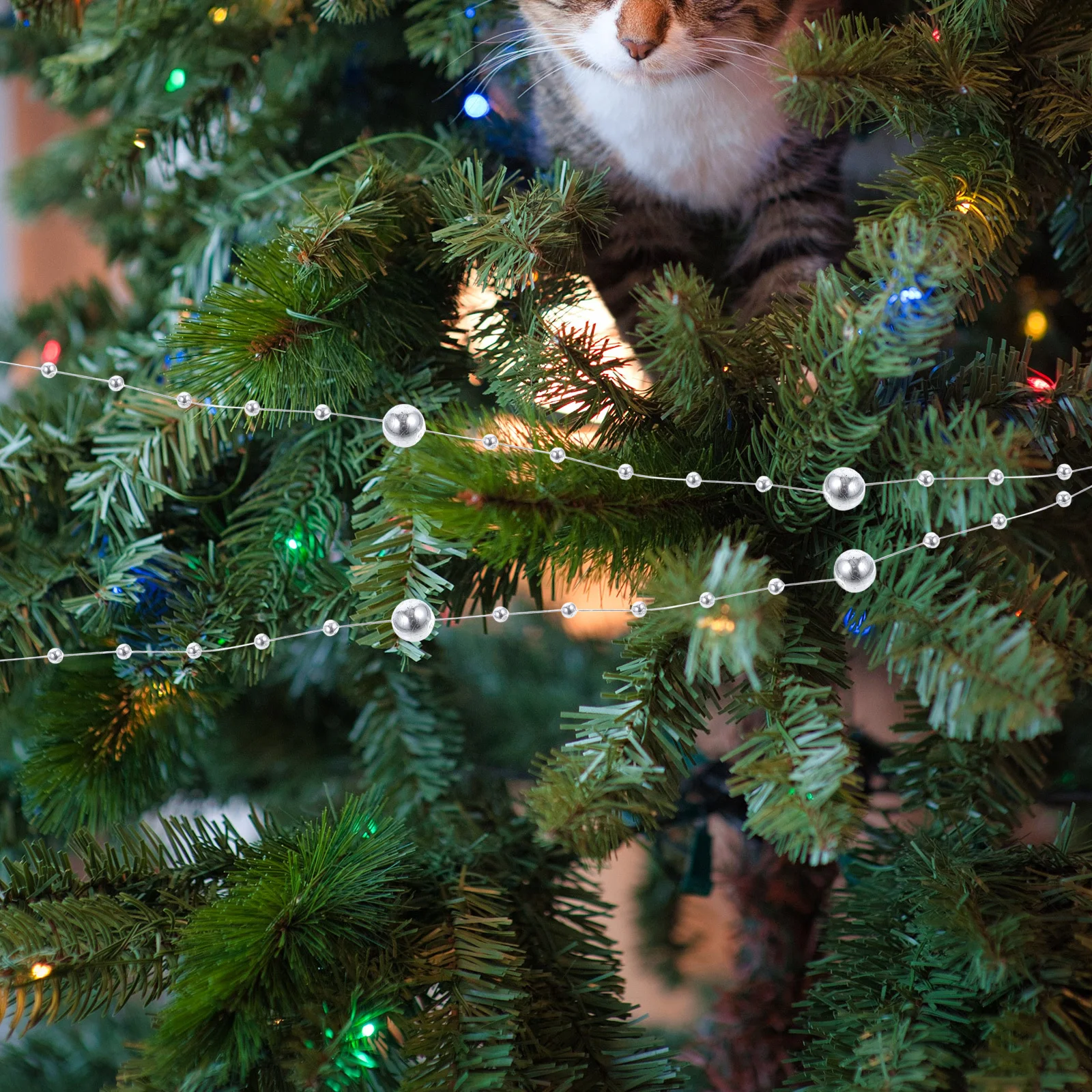 

1 Roll Pearl Bead Roll Strand Flexible Lightweight Fish Line Garland for Holiday Decorations DIY Crafts Plastic Pearl Strands