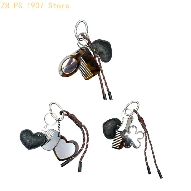 

Multipurpose Keychain Comb Mirror Combo for Handbags Backpacks or Keyrings To Maintain Elegant Look Styles 55KA