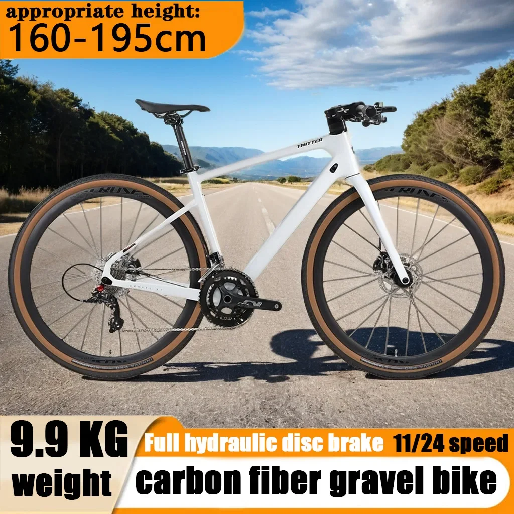 Carbon fiber straight handlebar Gravel Bikes hydraulic disc brake road bicycle hybrid city bike 11 speed Road Racing bicicleta