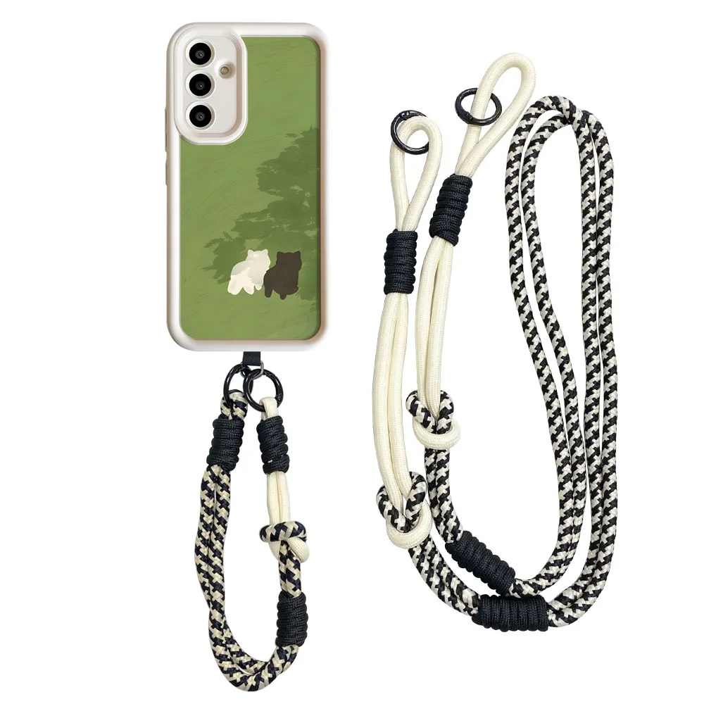 Cxd 5 جديد الكرتون القط Crossbody الحبل آيفون 16 15 14 13 12 11 17 برو ماكس XS ماكس XR 7 8 زائد المعصم سلسلة غطاء الهاتف