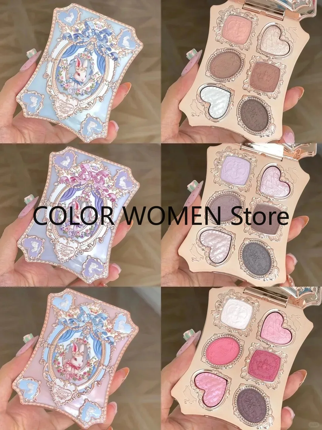 Flower Knows Bunny Garden 6 Colors Eyeshadow Highly Pigmented Eye Makeup Palette Eye Shadows Long Lasting Matte Shimmer Cosmetic