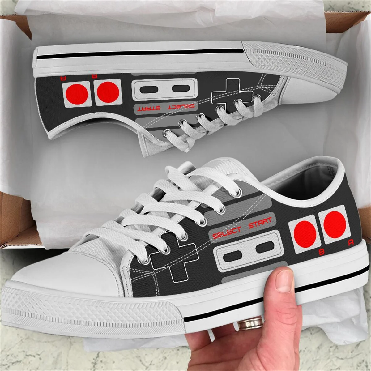 Women Casual Shoes New White Game Design Sneakers Breathable Flower Lace-Up Women Sneakers Women Shoes Fashion
