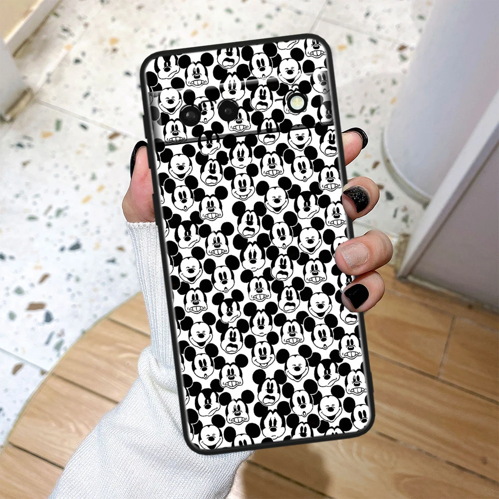 Black Phone Case for Google Pixel 8 7A 6A 5A 5 4 4A XL Pro 5G Cool Minnie And Friend Soft Funda Shell Cover