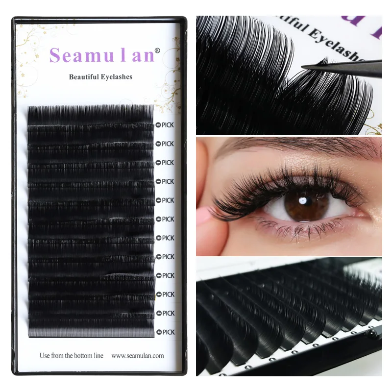 Seamulan Eyelash Extension Supplies Lashes False Lashes Natural Matte Black Soft Lashes Individual Lashes Premium Eyelashes