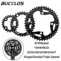 2*10S 3*10S 3*9S Bicycle Chainring 104BCD 64BCD MTB Chain Ring Bike Chainwheel 22/24/26/32/38/42/44T for Double/triple Crankset