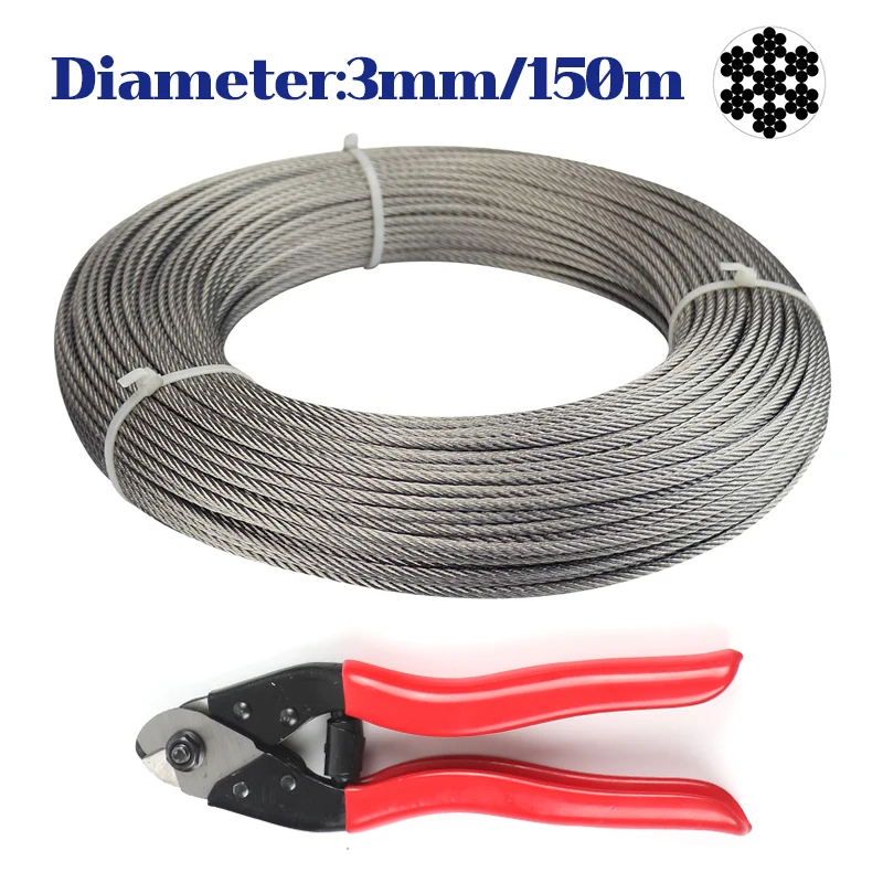 

3mm 150 Meter Steel Wire Rope Cable Railing Fitting Rustproof T316 Stainless Steel 7*7 With Cutter