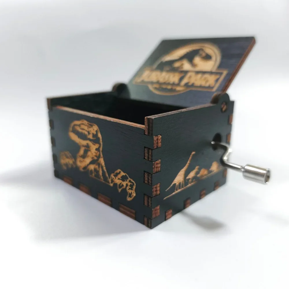 กล่องดนตรีไม้จูราสสิคพาร์ค งานแกะสลักโบราณ หมุนด้วยมือ ดนตรีคลาสสิก เหมาะสำหรับเป็นของขวัญวันเกิด คริสต์มาส ของตกแต่งบ้านสำหรับครอบครัว