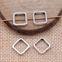 IFOCUS 10pcs/Lot Rectangular Hollow Small Hole Spacers Beads For DIY Jewelry Making Zinc Alloy 11x11x3mm/0.43x0.43x0.12inch