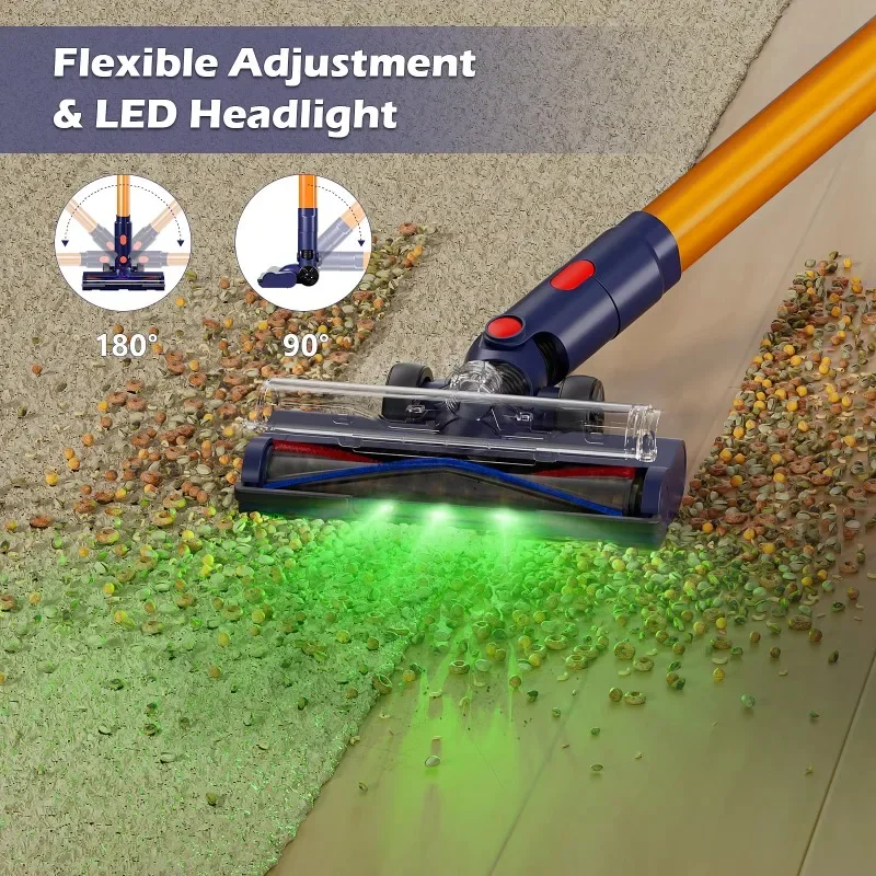 

Handheld Vacuum Cleaner Cordless Lightweight Dust Detection Green Light Illumination Efficient Aspirateur for Home Cleaning