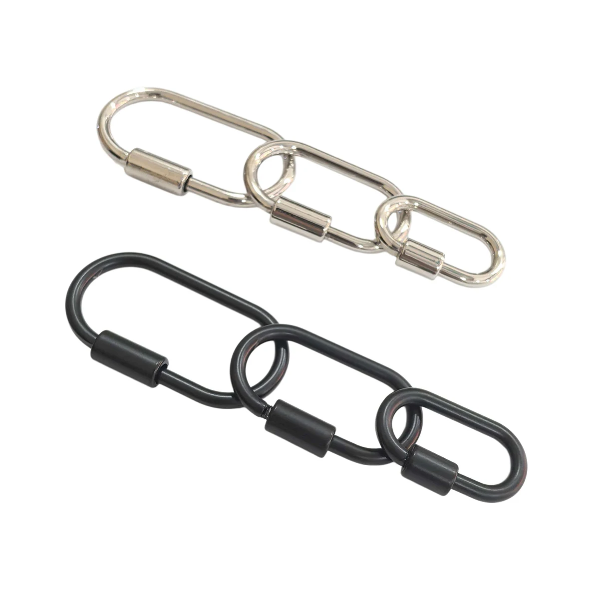 2 pcs Matte Black Silver Screw Locking Safety Oval Carabiner Clip Buckle for Keychain Jewelry DIY EDC Links