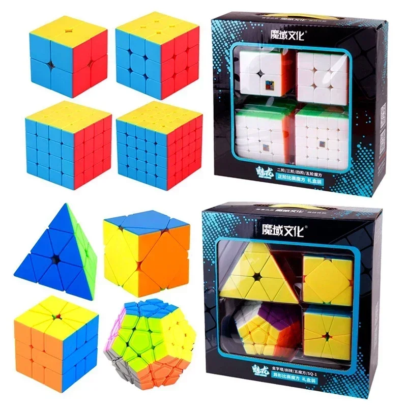 [Picube] MoYu QiYi 2x2 3x3 4x4 5x5 Gift Box Cube 2x2x2 3x3x3 4x4x4 5x5x5 Magic Cube MeiLong Speed Bundle Puzzle Cubo Mágico