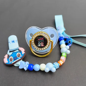 뜨거운 새로운 아기 Steed 젖꼭지 클립 디럭스 젖꼭지 홀더 블링 블링 투명 실리콘 젖꼭지 BPA-무료 Chupeste 드 디즈니 0-24M 