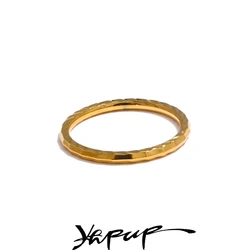 Yhpup 6789# New Line Pattern Stainless Steel Simple Round High Quality Ring for Women Trendy Chic Daily Jewellery Bijoux Femme