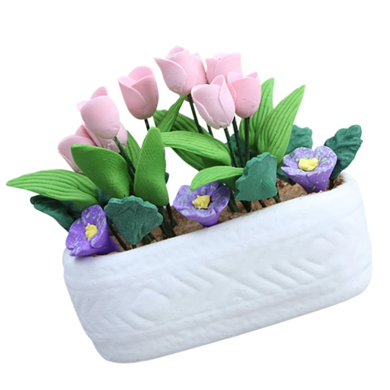 

Garden Artifical Flower Bed Figure Model Realistic Life Scene Doll House Pretend Game Flower Plant 15UB