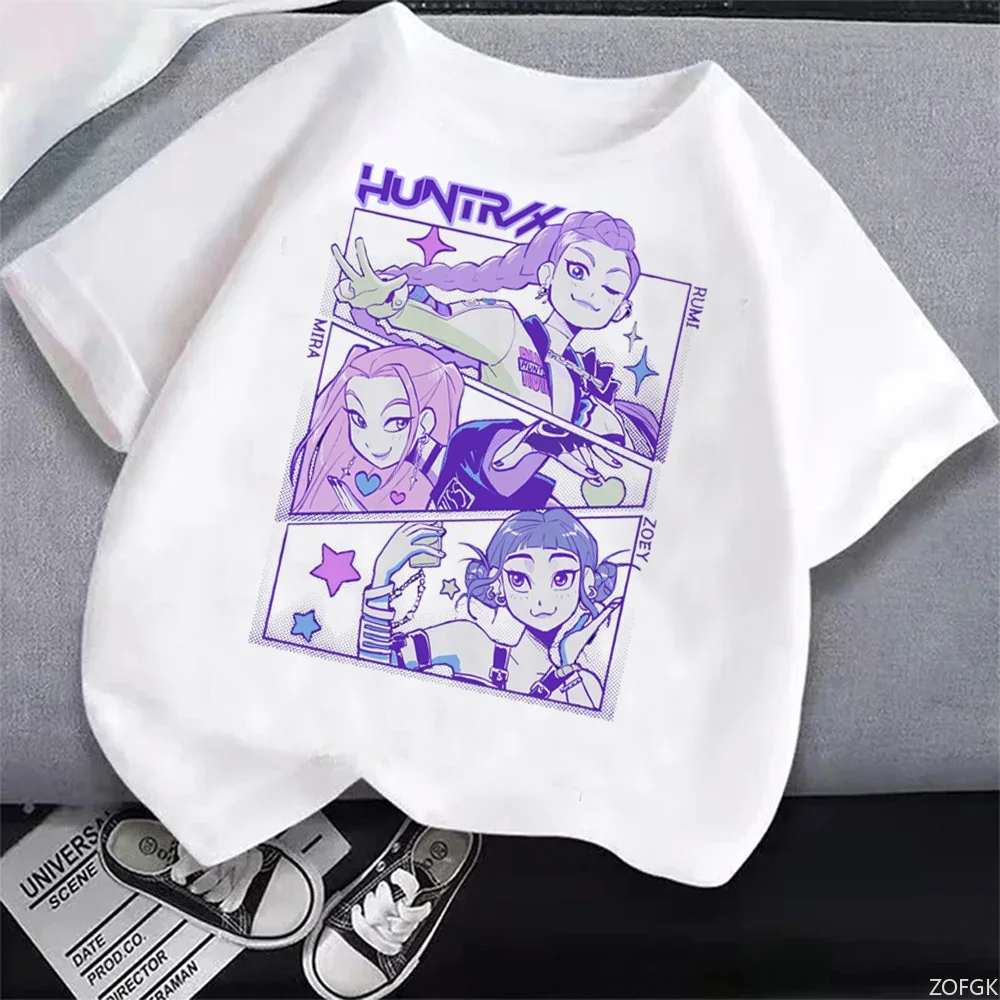 

Demon Hunters T Shirt Kids Cartoon Anime Meme Print Clothes Round Neck Basic Boys Tops Casual Shirts