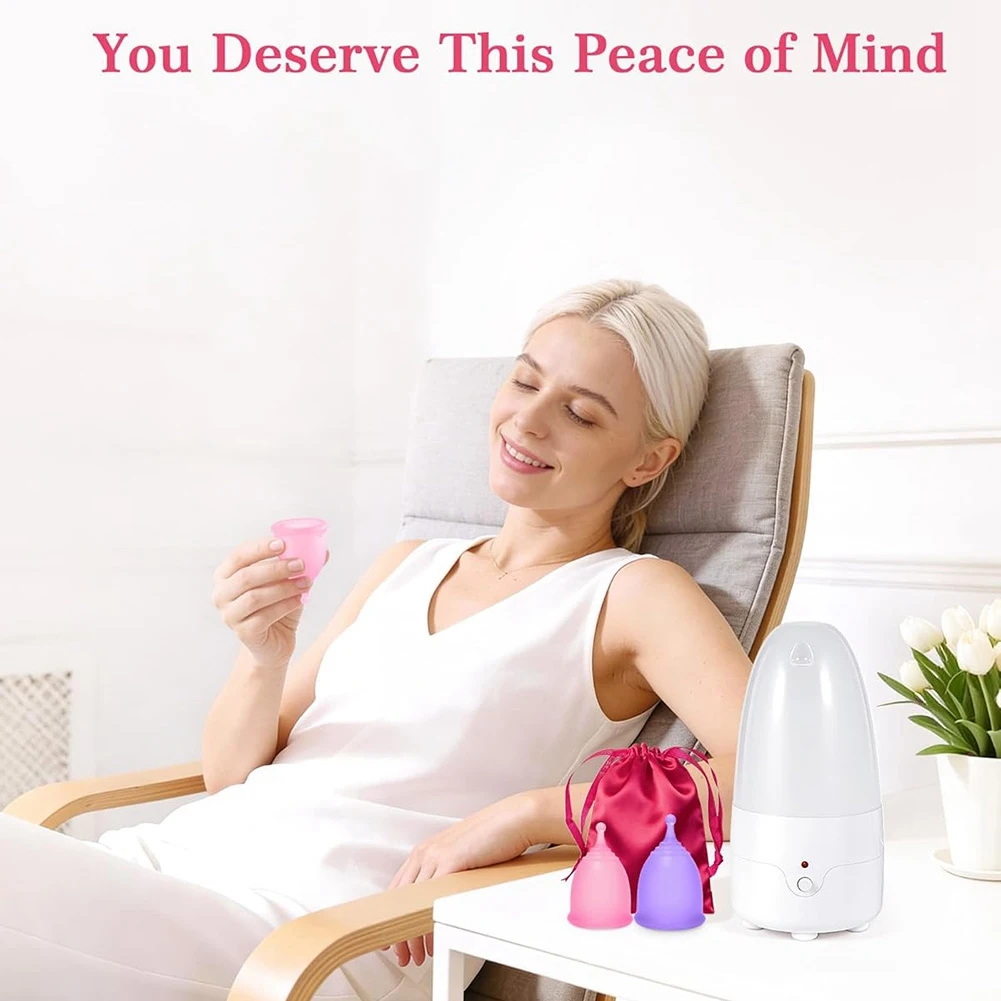 

Y59A Reusable Menstrual Cup Kit With Steam Sterilizer, S& L Size, Drawstring Pouch Included, Period Product Set