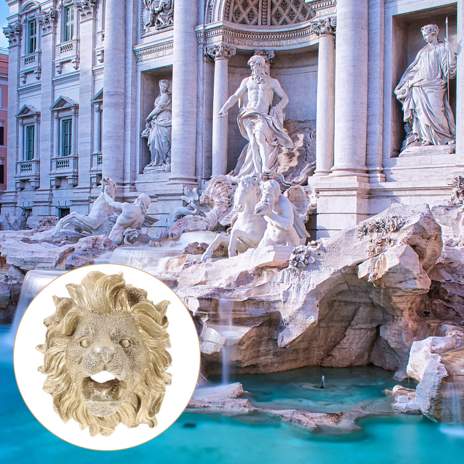 Lion Head Fountain Nozzle Resin Wall Mounted Outdoor Fountain Sprayer for Garden Pond Courtyard Water Feature Yard Pond Nozzle