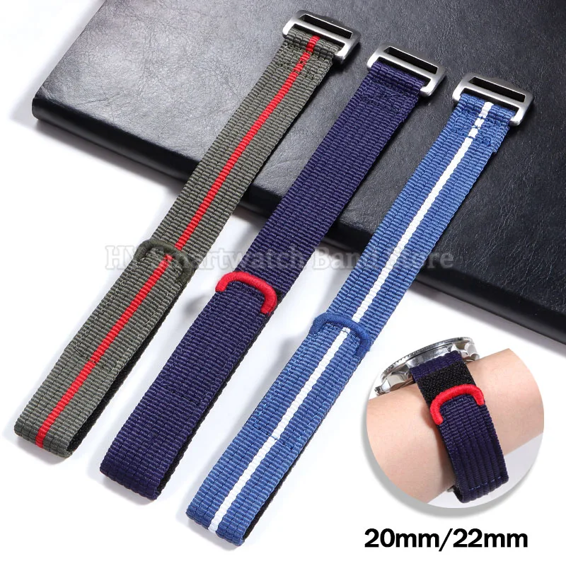 남녀공용 나일론 시계 밴드, 롤렉스 세이코 손목 밴드 튜더 밀리터리 팔찌, 교체용 시계 스트랩 액세서리, 20mm, 22mm