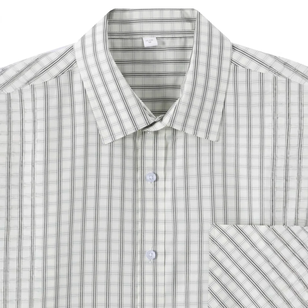 Camicia a maniche corte quotidiana da esterno con risvolto monopetto scozzese da uomo estivo