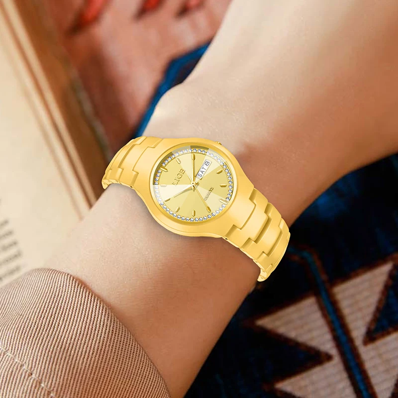 LIGE 2026 ساعات نسائية فاخرة موضة الماس كوارتز ساعات المعصم مقاوم للماء تاريخ الأسبوع ساعة سيراميك هدايا السيدات Reloj Hombre #6