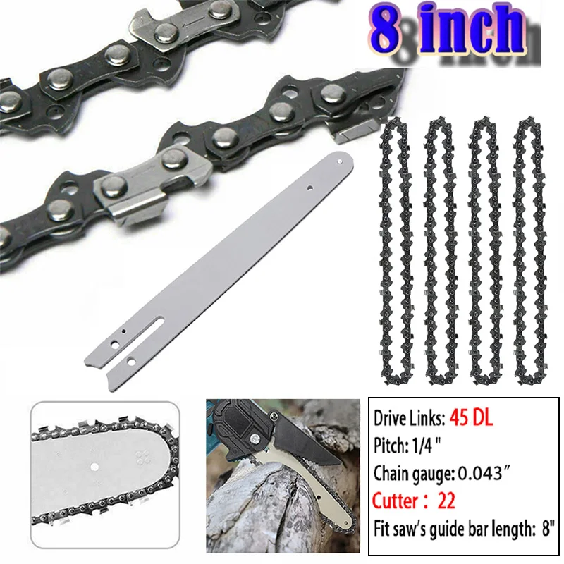 2/3/4 PCS 8 inch Metal Chainsaw Chain 1/4\