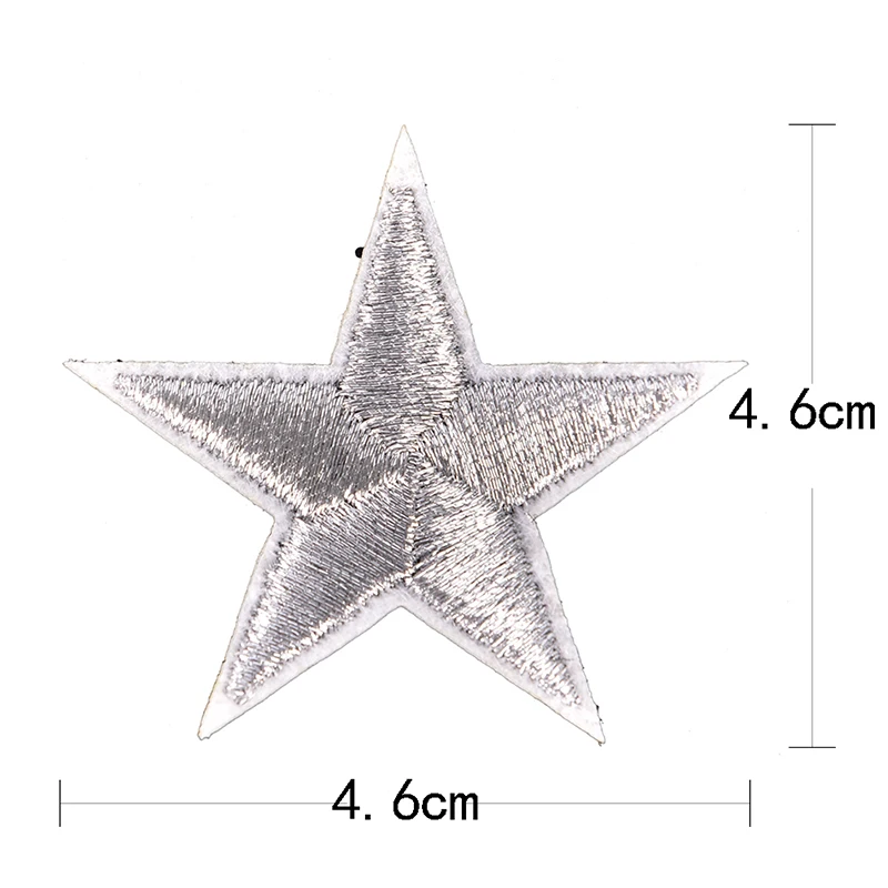 10PCS Silver Stars Embroidered Patches Sew Iron On Badges For Dress Bag Jeans Hat T Shirt DIY Appliques Craft Decoration