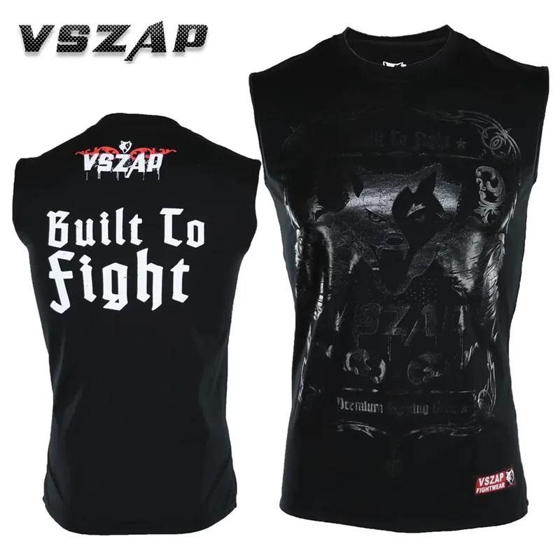 

VSZAP Sport Vest Fight Gym Sleeveless T-shirt MMA Mixed Martial Arts Men Jiu-jitsu Sashimi Thai Boxing Training shirt