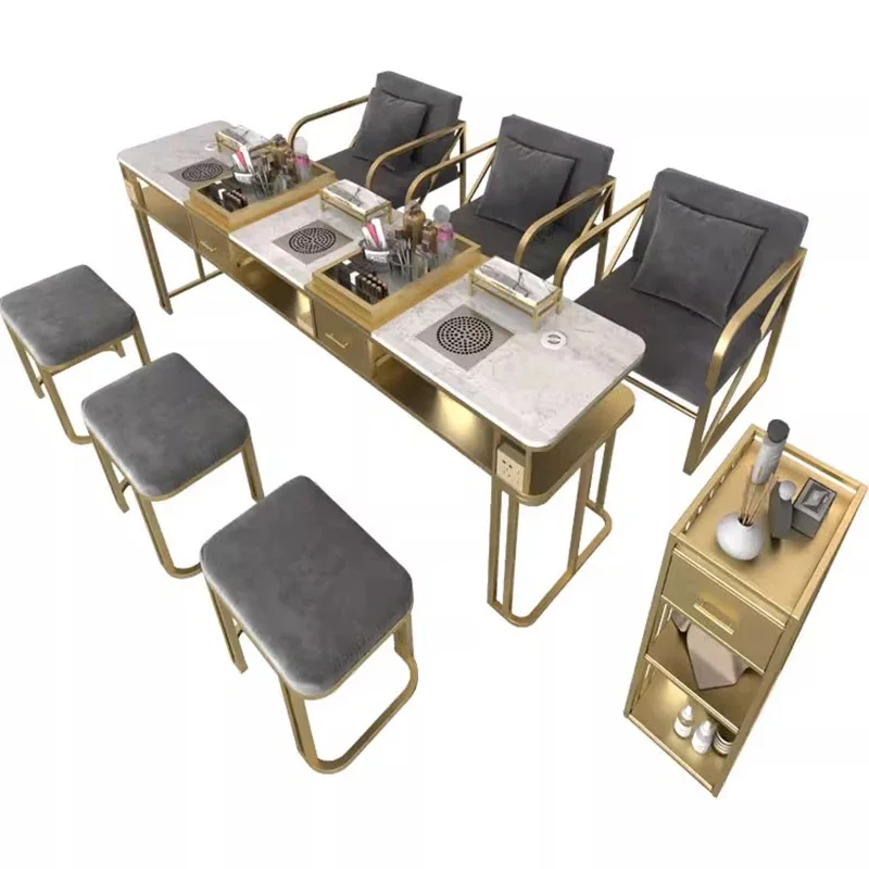 Table Workstation Manicure Barbershop Beauty Nail Table Modern Receptio  Unghie Salon Furniture
