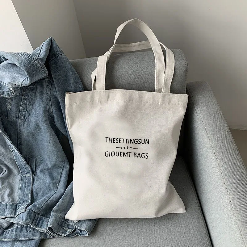 Canvas-Tasche, einfache, buchstabenförmige Umhängetasche, große Kapazität, lässige Baumwolltasche, Einkaufstasche, Computertasche, Büchertasche für Studenten – Detail 6