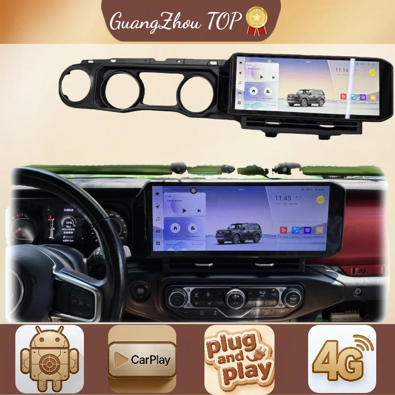 

15-дюймовое авторадио для JEEP Wrangler JL 2018 2019 2020 2021 гладиатор, автомобильный радиоприемник, мультимедийный видеоплеер, GPS Navi Carplay, головное устройство