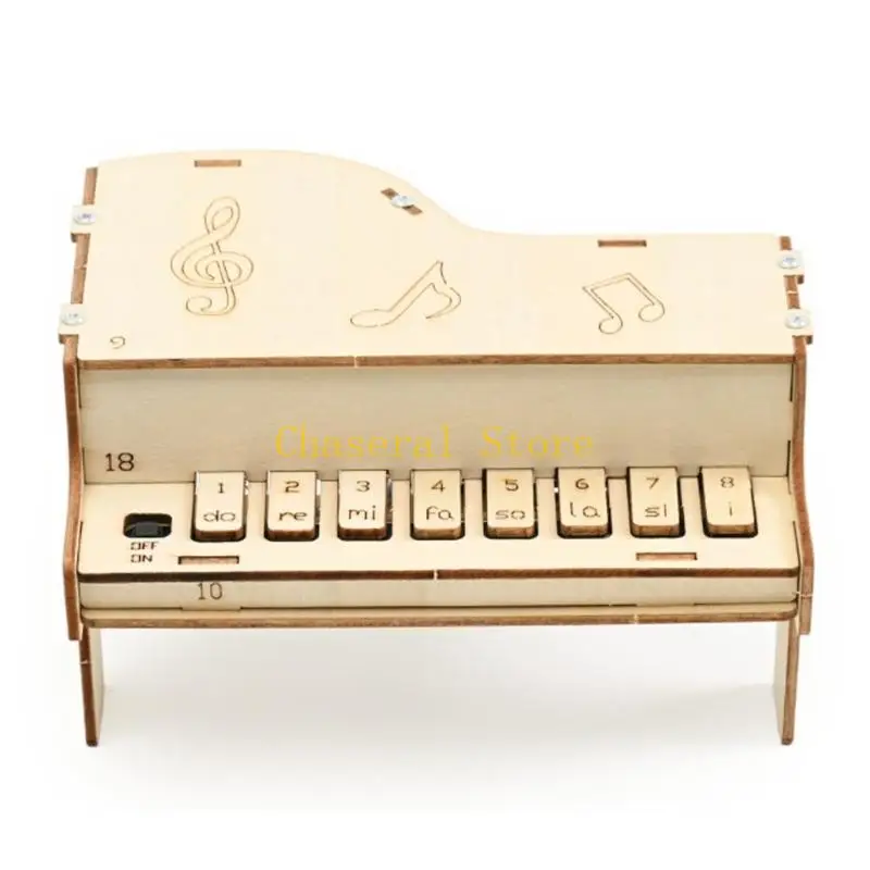 E7CE DIY Electronic Piano Compact Wooden Mini Piano Project, Circuit Learning Craft for Kids Students, Classroom Experiments